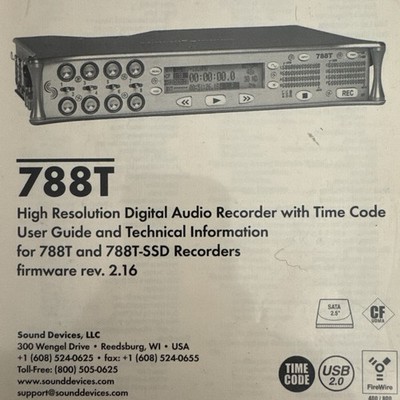 Sound Devices 788T SSD Field Mixer Recorder w CL8 Controller
