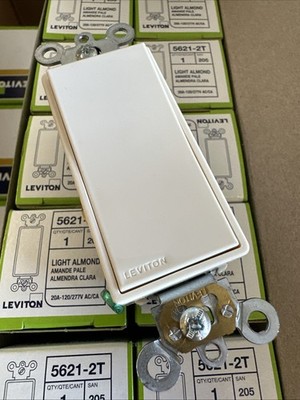  (QTY 2) Leviton 5621-2T Decora Plus Rocker Switch, Single Pole, Light Almond 