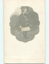 Pre-1920's rppc CUTE GIRL WITH BOW IN HAIR IN STRIPED DRESS : clearance r6287