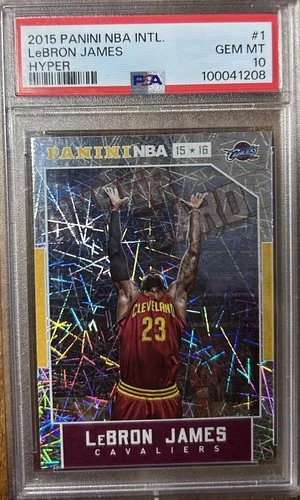 2015/16 PANINI NBA INTL HYPER Prizm Looking Code Card #1 LEBRON JAMES PSA 10