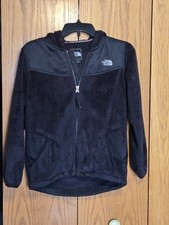 Girls Size Large Black Hooded Zip Up Fleece North Face Jacket