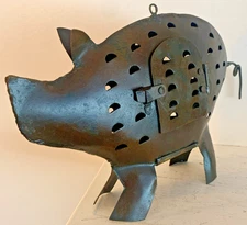 Vintage Metal Brass Pig Candle Spice Incense Holder Farmhouse Primitive 10”