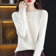 Women Wool Knitted Sweater Winter Pullover Crew Neck Slim Fit Casual Jump