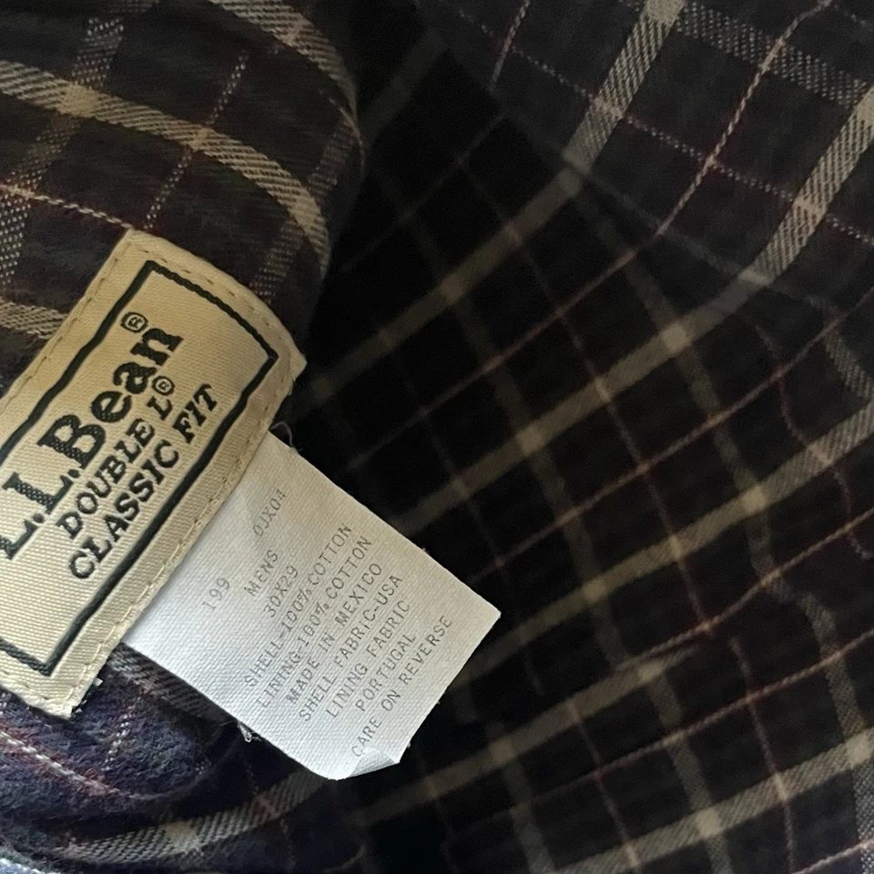 Pantalones de mezclilla vintage LL Bean para hombre 30x29 azul forrados de franela hechos en EE. UU. Foto 2 de 4