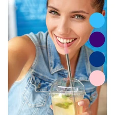 Krumbs Kitchen Expandable Reusable Steel Straw, Silicone Tip & Cleaning Brush