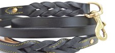 Leather Braided Dog Leash Black 4ft x 1/2 Inch Heavy Duty Walking Pet Lead