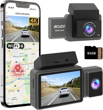 4K 3 Channel Dash Cam, 64GB Card, Full Night Color, 4K 2.5K 1080P Wi-Fi S502