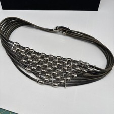 VTG Multi-Strain Metal Decorations "E" Black Genuine Leather Belt - 30"-32" 