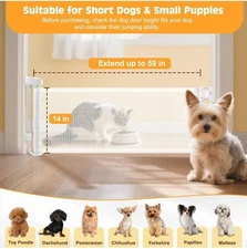 Short Dog Gate,14" Tall Retractable Baby Gate to Step Over