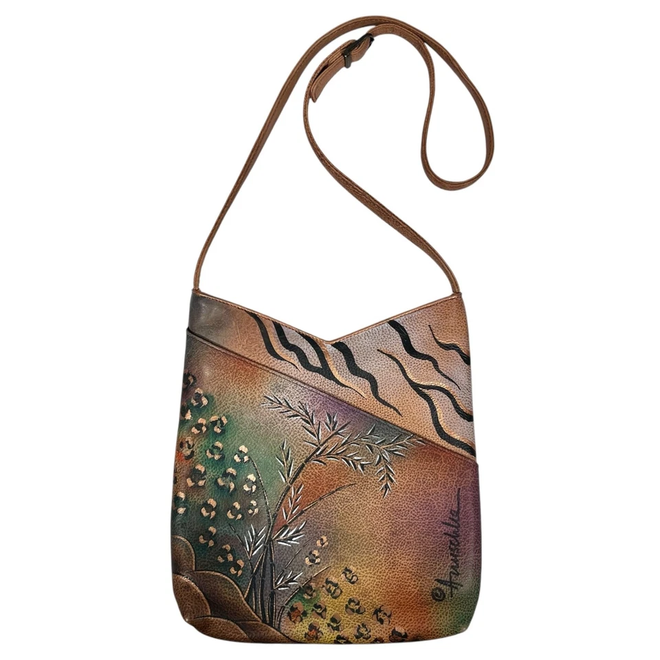Bolsa Anuschka ombro estampa animal couro vintage pintado à mão - Imagem 3 de 4