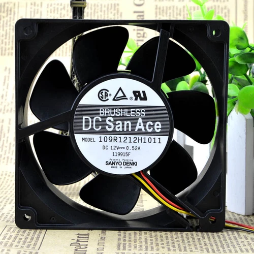 Sanyo  San Ace 109R1212H1011 120x120x38mm DC 12V 0.52A 3 Pin Chassis Cooling Fan