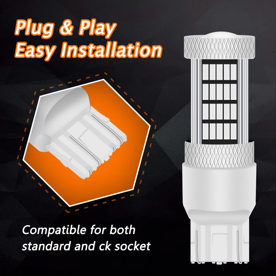 2X 7443 7440 92SMD Pure Red LED Brake Tail Stop Light Bulb Lamp T20 7444 WINETIS - Image 4 of 4