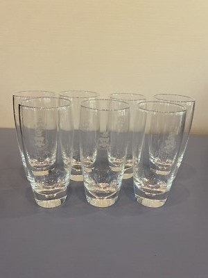 STUNNING SET(7) STEUBEN ETCHED ''NIHIL SINE DEO'' Crystal Tumbler Glasses 6.5''H