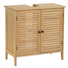 Waschbeckenunterschrank Badschrank Badezimmer Unterschrank Bambus 60 x 60 x 30cm