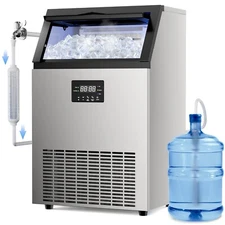 160LB/24h Built-In Commercial Ice Maker Stainless Ice Cube Machine Freestanding