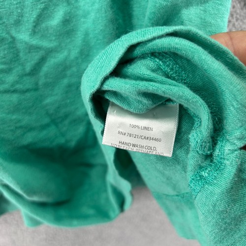 Eileen Fisher Blouse Womens Size Medium Petite Green 3/4 Sleeve 100% Linen - Picture 6 of 11