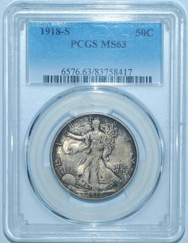 1918 S PCGS MS63 Walking Liberty Half Dollar