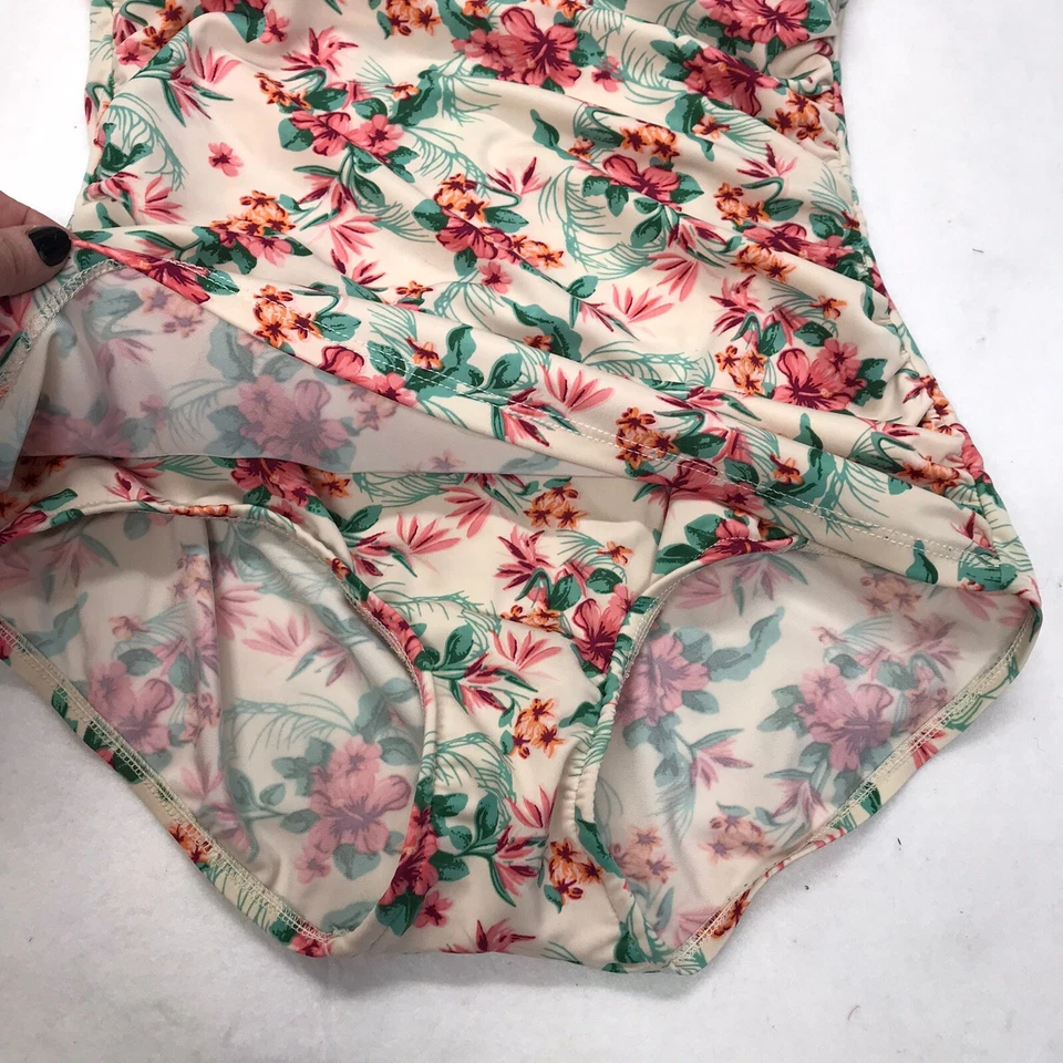 Bettie Page Swimsuit Sz 6 8 Floral Retro Pin Up Maillot Rockabilly Halter 50s - Image 4 of 4