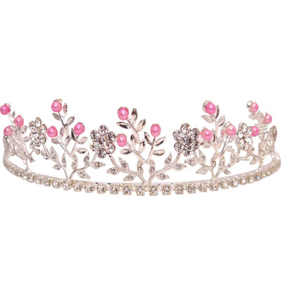 Silver Crystal Tiara, Bridal Flower Tiara, Fuchsia Crystal Tiara, Wedding Tiara Bridal Tiara Silver Crown Crystal Tiara Princess Hair Piece  main image 3