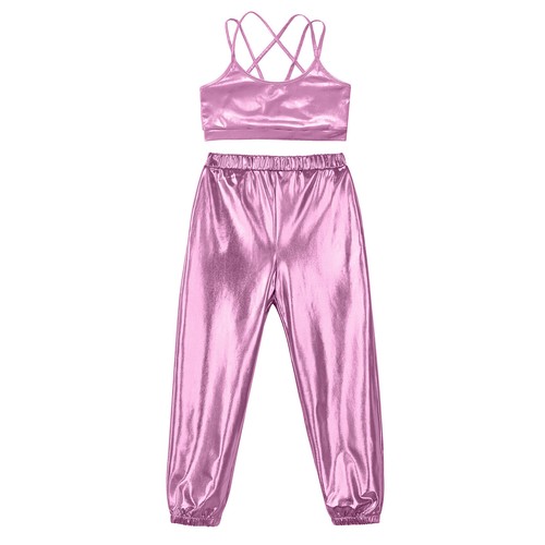 Kids Girls Suit Street Outfits Crop Tank Tops Set Gymnastics Dancewear Bottoms - Picture 13 of 38
