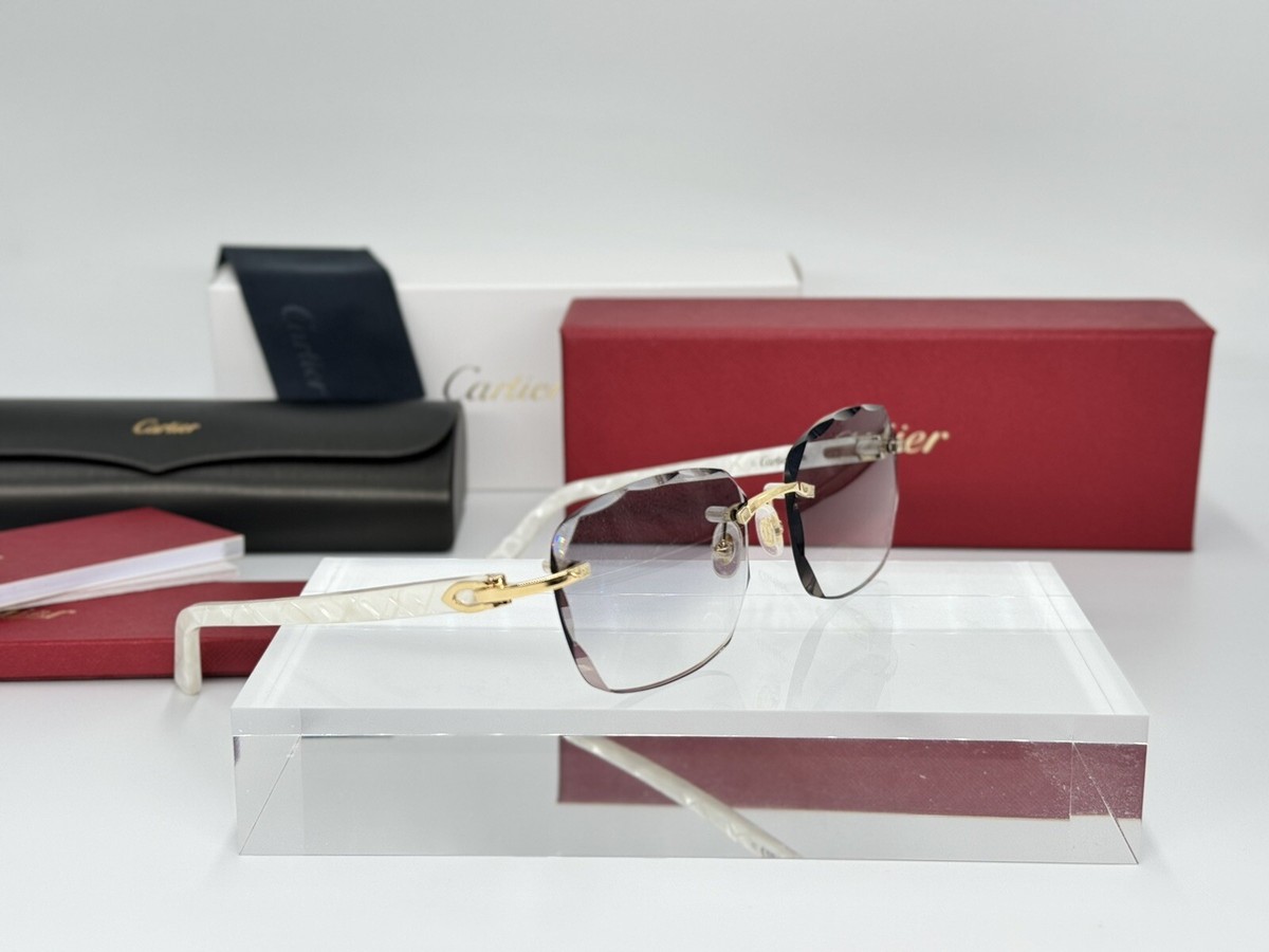 Cartier Rimless Composite Pearly Gold Ref. CT0056O 100% Genuine