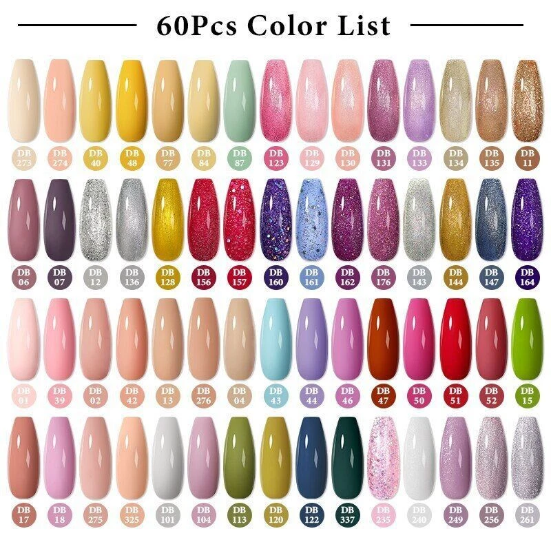 60PCS Color Gel Nail Polish Set Glitter Nail Sequins Gel Soak Off UV Gel
Opens in a new window or ta