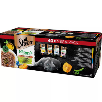 40x85 g SHEBA Nature s Collection MIX Geschmacks in Soße Huhn Truthahn Fisch