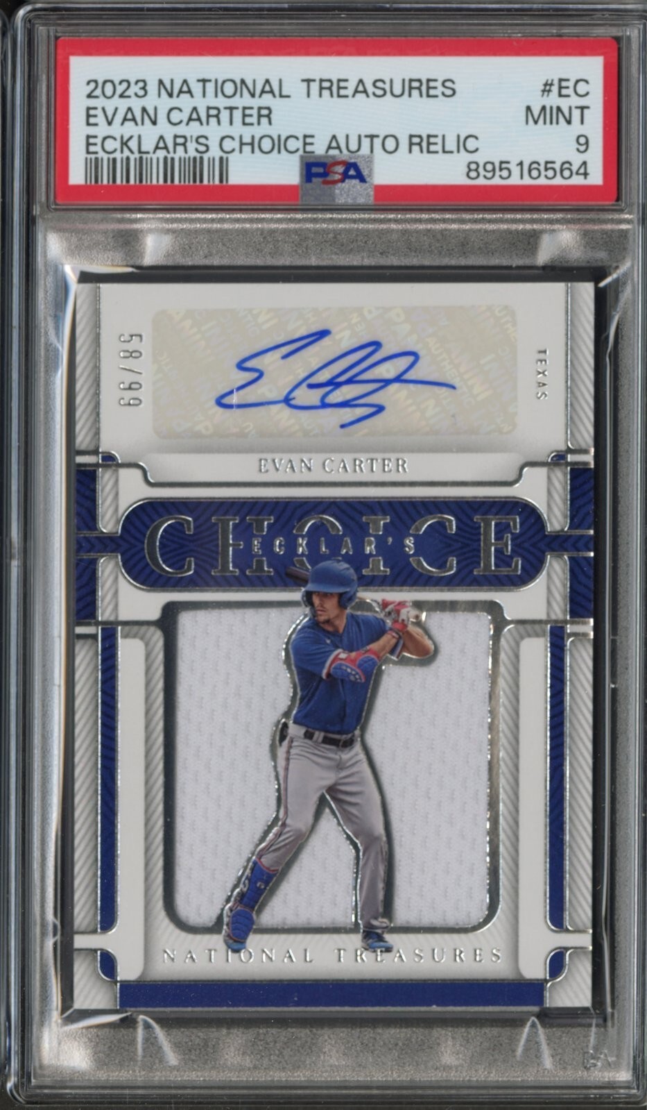 2023 National Treasures Ecklar's Choice Auto Jersey Evan Carter /99 PSA 9 #EC