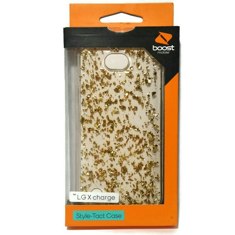 Gold Glitter Boost Mobile LG X charge Style-Tact Case Cell Phone Case NEW NIB
