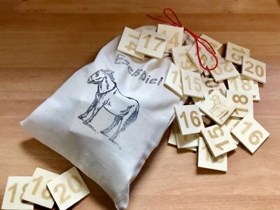 MULDE & ROSENKRANZ GMBH NEU **ESELSPIEL groß °121 Holz Steine Gelasert °NEU°Handarbeit° Platten 40x40mm