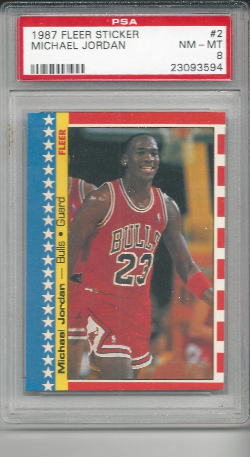 Deal for 1987 Fleer Michael Jordan Sticker #2 PSA 8 NM-MT Bulls HOF GOAT 2nd Year