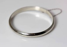 Beautiful Sterling Silver Hinged Bangle Bracelet with Safety Chain 7" - 5754