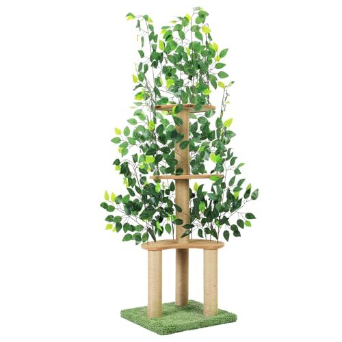 Cat Tree with Leaves for Indoor Cats - Multi-Level Cat Tower Condo House with Scratching Posts