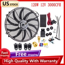 16 Inch 3000 Cfm Electric Radiator Fan Thermostat Wiring Switch Relay Kit Black