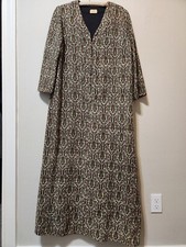 Vtg Handmade Long Tapestry Tunic Dress Red Go...