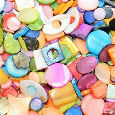MP9910 Mixed Size Shape Color 10mm - 31mm Mother of Pearl Shell Beads 50-grams