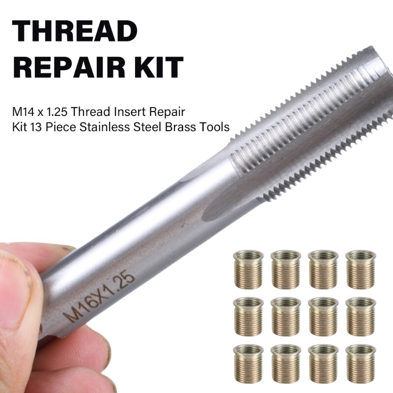 Threading Tool Kit Spark Plugs Thread Repair Tool with M14x1.25 Inner Inserts