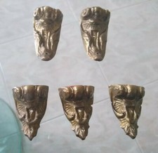 Lotto Antichi decori fregi ottone mobili sedie Placca Dorato Sbalzato 