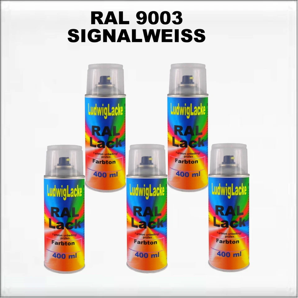 RAL 9003 Signalweiß  Glänzend Spraydosen 5 x 400ml Sprühdose & Farbspray