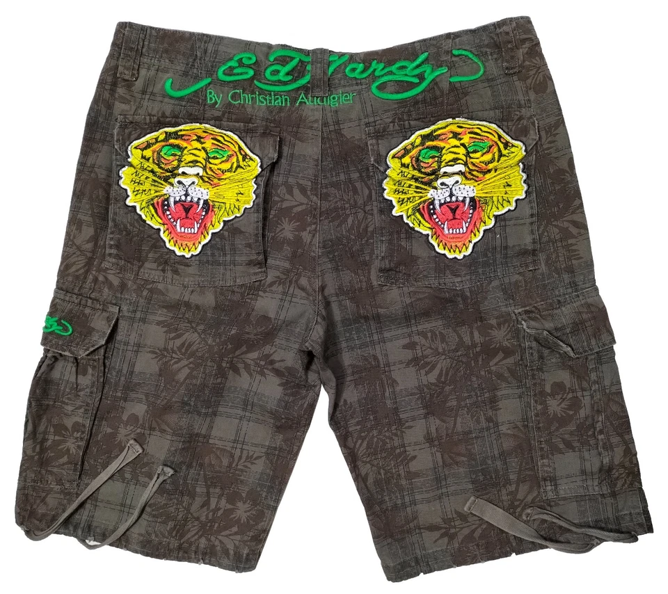 Pantalones Cortos Ed Hardy By Christian Audigier Para Hombre Marrón Carga Cortos Talla L Cintura 36 pulgadas Foto 2 de 4