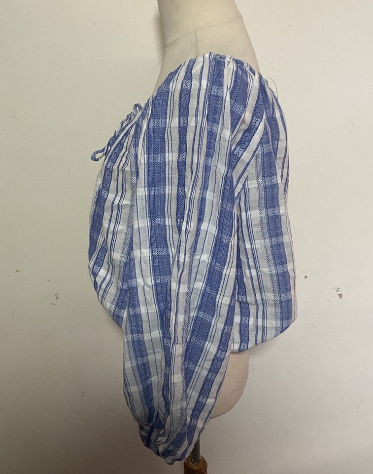 Sportsgirl Blue & White Striped Crop Top Size 8 New With Tags eBay