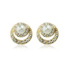 <!--F#f_0-->LOVELY ITALINA 18K GOLD PLATED GENUINE CUBIC ZIRCONIA AND PEARL STUD EARRINGS<!--F/-->