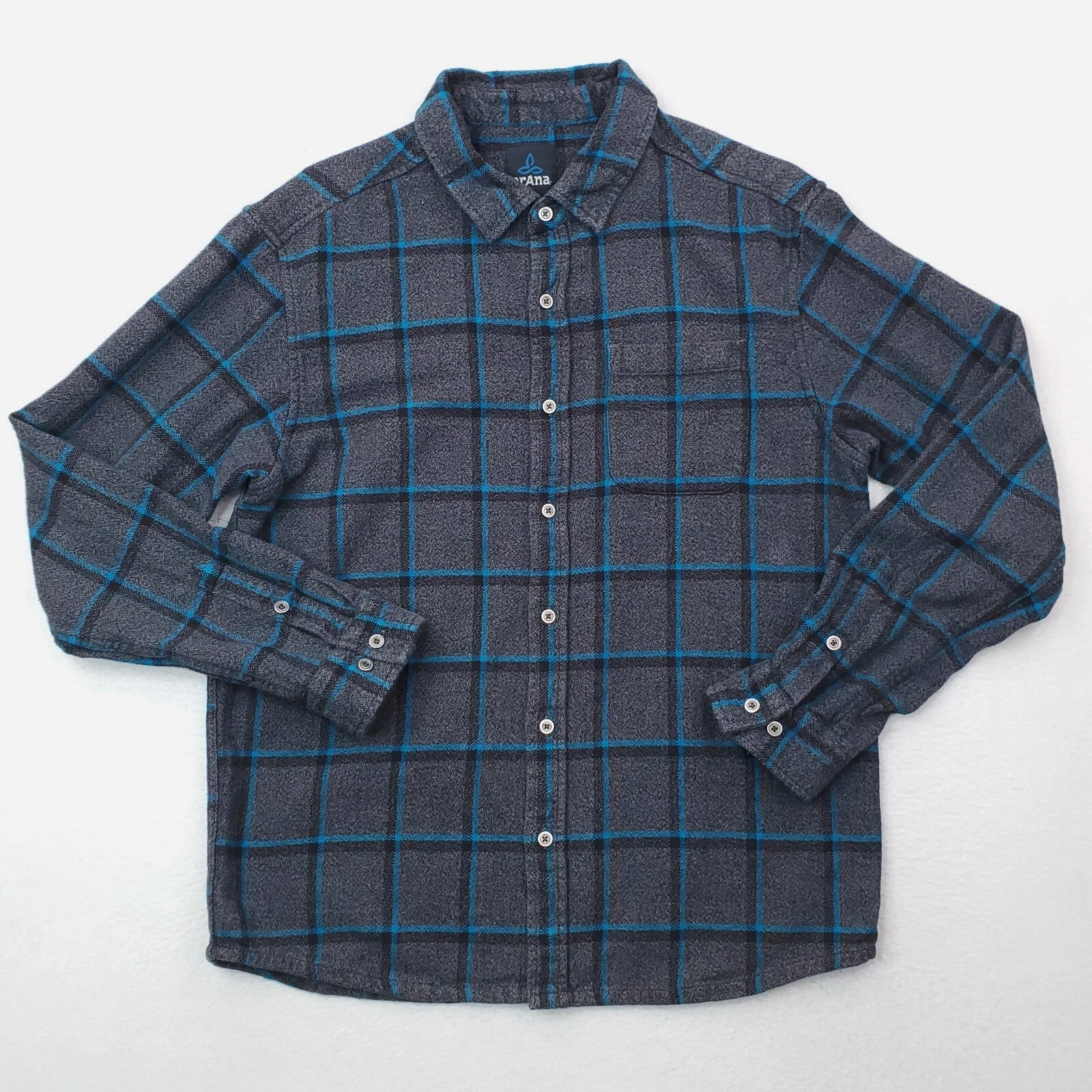 Prana Shirt Mens Large Gray Blue Flannel Windowpane Plaid Outdoor Heavyweight
Opens in a new window
