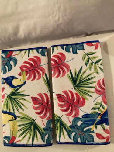 Spring 2 pc dish drying mat tropical birds leaves kitchen 11x17 in - Picture 3 of 4