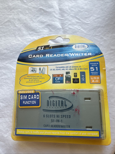 51-in-1 6 Slot Card Reader/Writer Compatible USB 2.0 Digital Sim Card Function - Picture 1 of 8