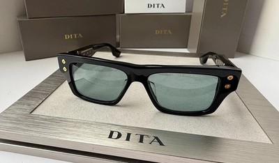 Dita GRANDMASTER SEVEN DTS407 Black Gold Blue Lens Large Sunglasses New w/ Case