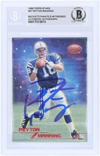 Peyton Manning Colts Signed 1998 Topps Star #67 #/8799 BAS Rookie Card. rookie card picture
