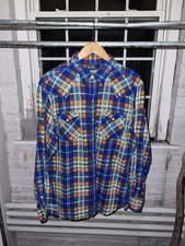 Polo Ralph Lauren Aztec Western Plaid Pearl Snap Button-Up Flannel Shirt Mens L