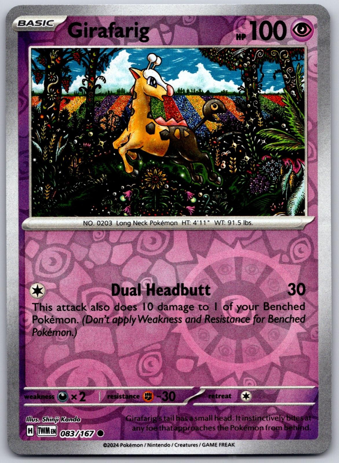Girafarig 083/167 Pokemon Twilight Masquerade Reverse Holo Near Mint