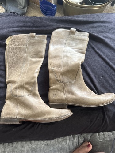 FRYE Knee High Brown Leather Distressed Riding Boot Womens Sz 10 B Sty 77534